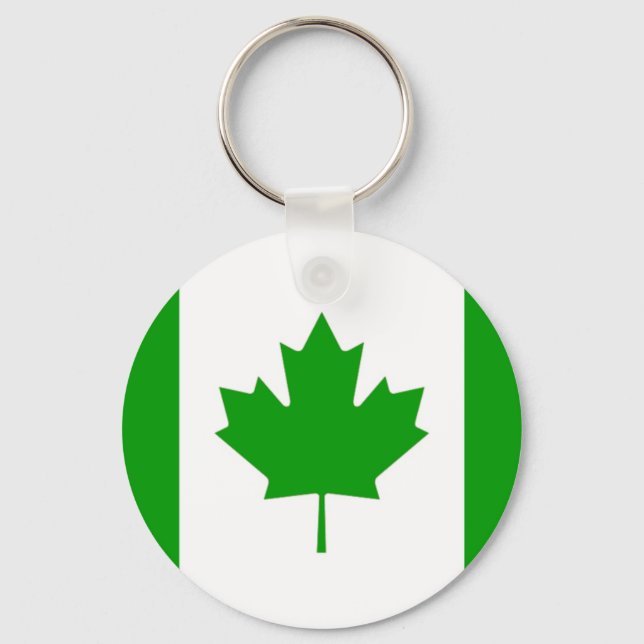 Green Canada-Flag Key-Chain Keychain (Front)