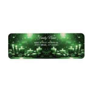 Green Candles Christmas Return Address Label
