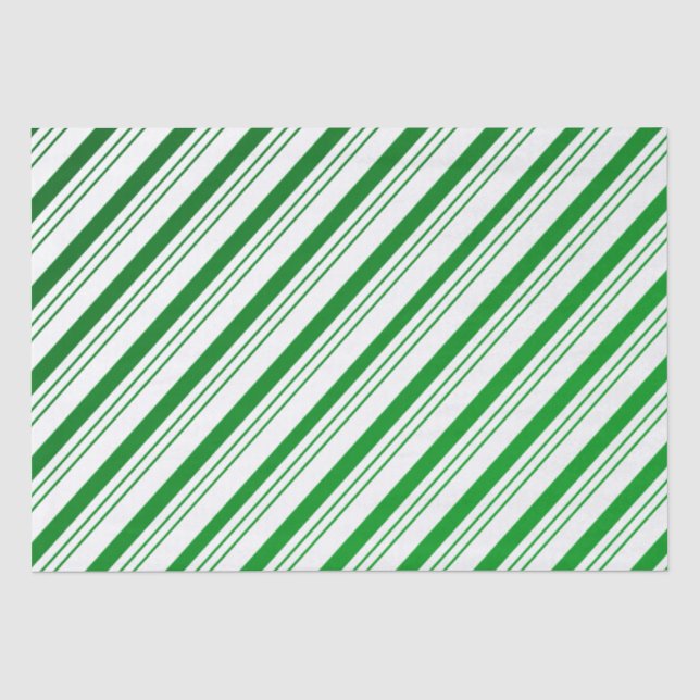 Green Candy Cane Stripes Tissue Paper (Front)
