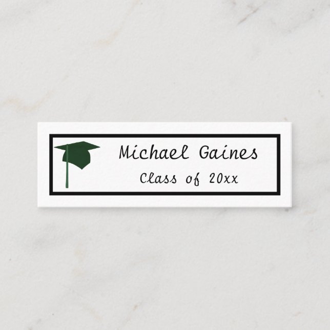 Green Cap  - Graduation Name Insert Cards (Front)