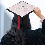 Green Cap & Pink Stripes Graduation<br><div class="desc">This preppy and coquette graduation cap topper features a green graduation cap on a cream background with light pink stripes. Personalize it for your needs. You can find matching products at my store.</div>