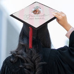 Green Cap & Pink Stripes Graduation Photo<br><div class="desc">This preppy and coquette graduation cap topper features your photo with a green graduation cap on a cream background with light pink stripes. Personalize it for your needs. You can find matching products at my store.</div>