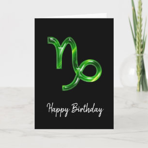 Green Capricorn Sign Birthday Card