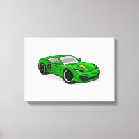 Green car racing cartoon  - Choose background colo