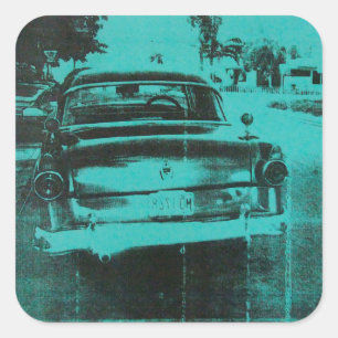 Green car square sticker