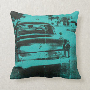 Green car throw pillow