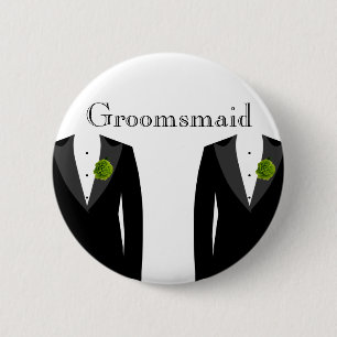 Green Carnation Groomsmaid Badge for a Gay Wedding 2 Inch Round Button