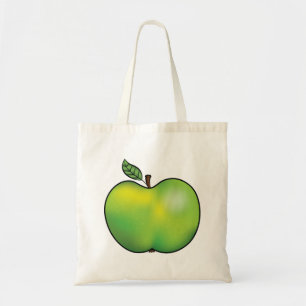 Green Cartoon Apple Fruit Illustration Tote Bag