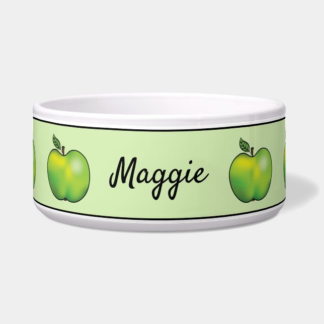 Green Cartoon Apple Fruits With Custom Pet Name (Front)