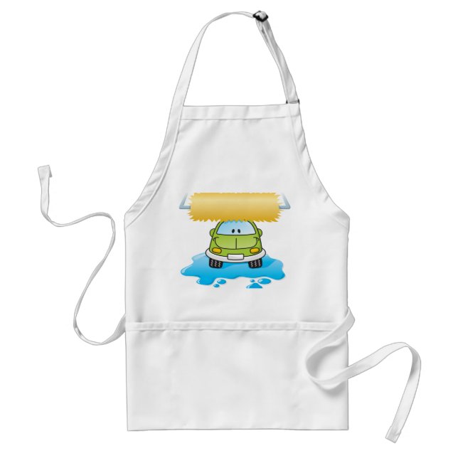 Green Cartoon Car Wash Happy Little Car Standard Apron (Front)