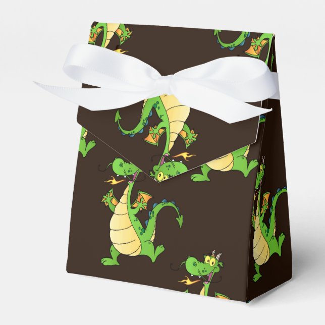 Green Cartoon Dragon Pattern Favor Box (Front Side)