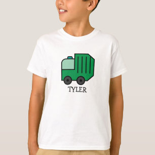 Green Cartoon Garbage/Recycle Truck with Kids Name T-Shirt