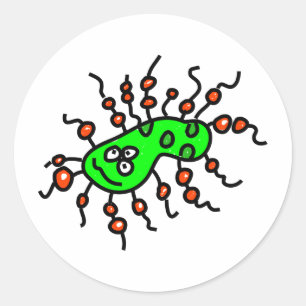 Green Cartoon Germ Classic Round Sticker