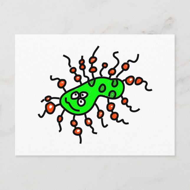 Green Cartoon Germ Postcard (Front)
