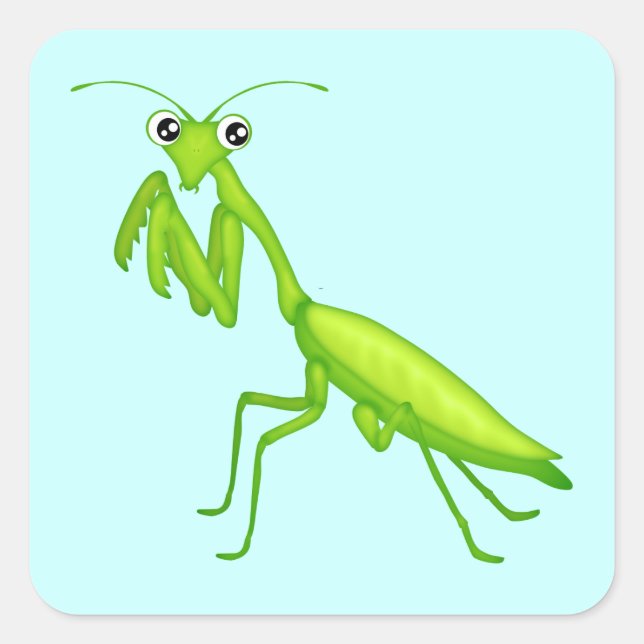 Green Cartoon Praying Mantis Sticker Sheets (Front)