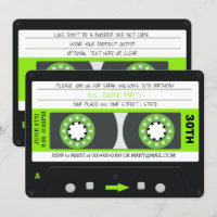 Green Cassette Tape Retro 80s Birthday Party