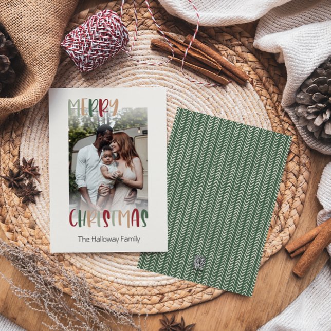 Green Casual Colorful Christmas Faded Photo Holiday Card (Creator Uploaded)