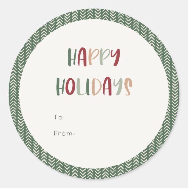 Green Casual Colourful Happy Holidays Gift  Classic Round Sticker (Front)