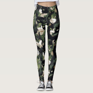 Green Cat Camouflage Leggings