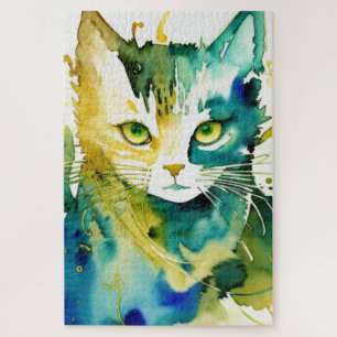 Green Cat Jigsaw Puzzle