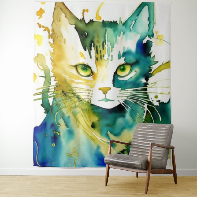 Green Cat Tapestry (In Situ)