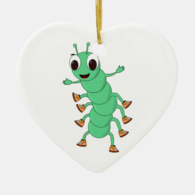 Green Caterpillar Ceramic Ornament (Front)