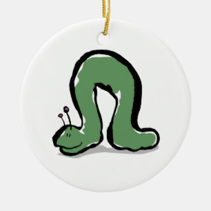 green caterpillar ceramic ornament