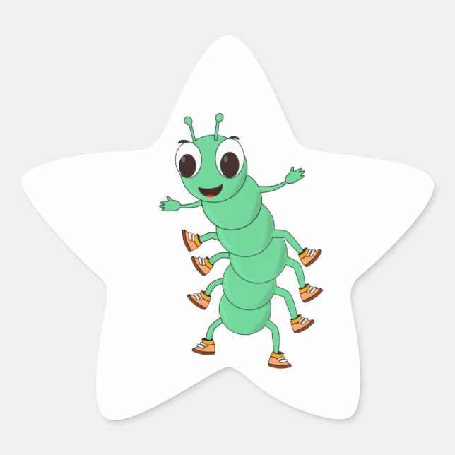 Green Caterpillar Star Sticker (Front)