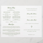 Green Catholic Wedding Mass Ceremony Program<br><div class="desc">This simple, yet elegant, folded Catholic wedding ceremony with mass program booklet features a cross and stylish accents of calligraphy script. The neutral, classic, forest green and white, typography design provides you with a text template for a traditional Catholic order of service with mass. There is plenty of room to...</div>