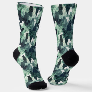 Green Cats Camouflage Pattern Socks