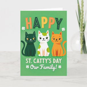 Green Cats Happy Day Family Card