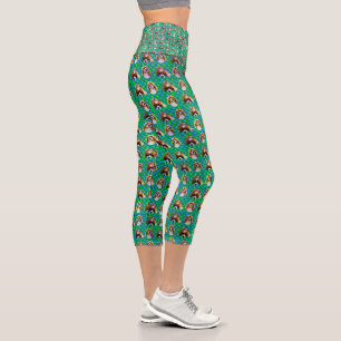 Green Cavalier Spaniel Pop Design, Capri Leggings