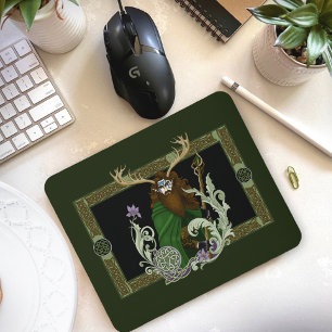 Green Celtic Antlers Man  Mouse Pad