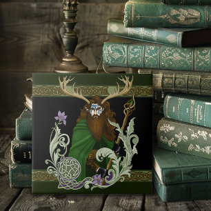 Green Celtic Antlers Man  Tile
