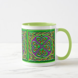 Green celtic ceramic square mug