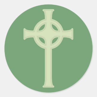 Green Celtic Cross Classic Round Sticker