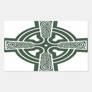 Green Celtic Cross with Triskele Engraving Sticker