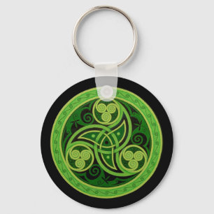 Green Celtic Design Keychain (circle)