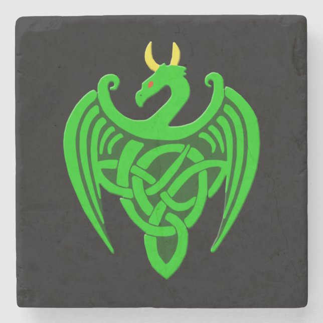 Green Celtic Dragon Coaster (Front)