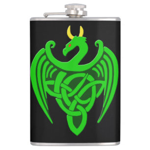 Green Celtic Dragon Flask