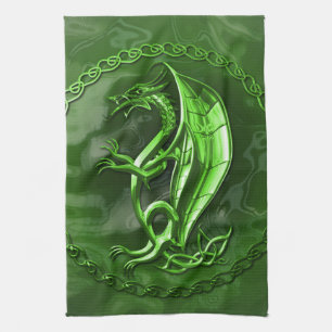 Green Celtic Dragon Kitchen Towel