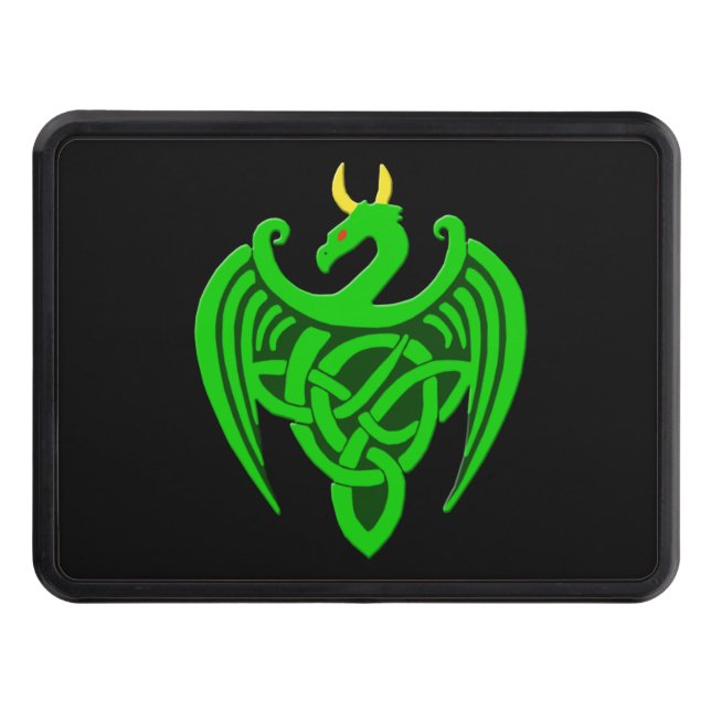 Green Celtic Dragon Trailer Hitch Cover (Front)