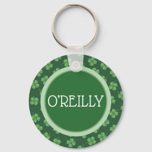 Green Celtic Irish Four Leafed Clovers St. Patrick Keychain