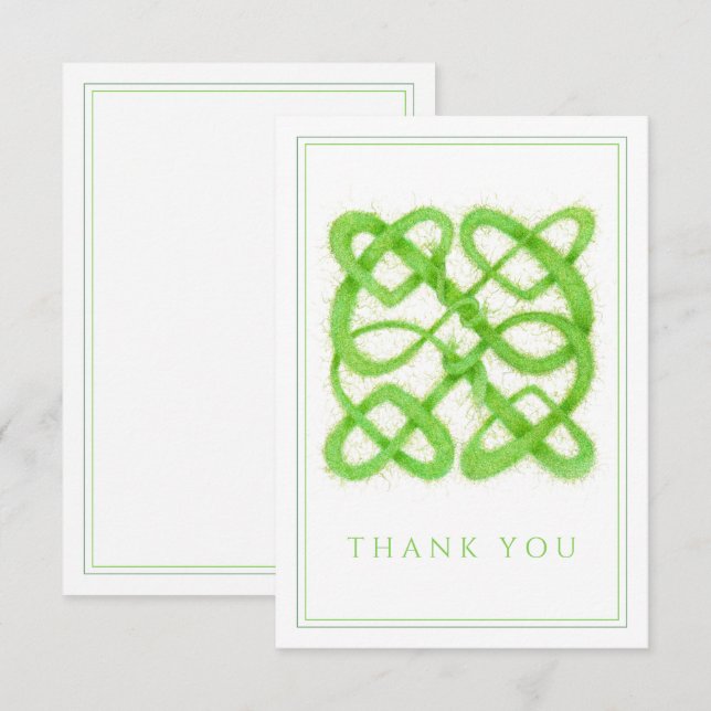 GREEN CELTIC KNOT 3.5x5 Flat Thank You Card (Front/Back)