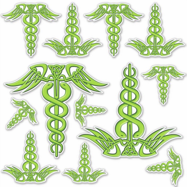 Green Celtic Knot Caduceus (Front)