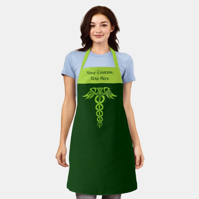 Green Celtic Knot Caduceus Apron (Worn)