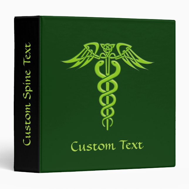 Green Celtic Knot Caduceus Binder (Front/Spine)