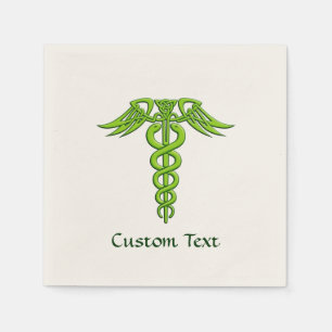 Green Celtic Knot Caduceus Napkin