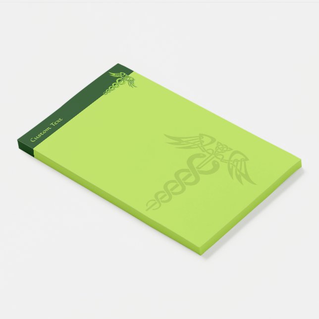 Green Celtic Knot Caduceus Post-it Notes (Angled)