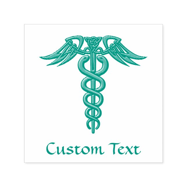 Green Celtic Knot Caduceus Self-inking Stamp (Design)